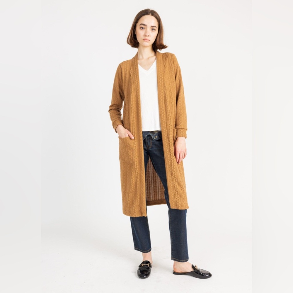 Yana K CONNIE CARDIGAN KNIT Longline Sweater - Tan‎ Size S